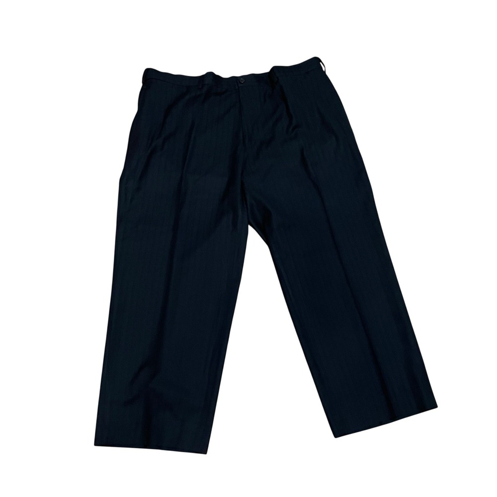 Perry Ellis Portfolio 38x30 Hemmed Black Pinstripe Pleated Dress Pants Trousers